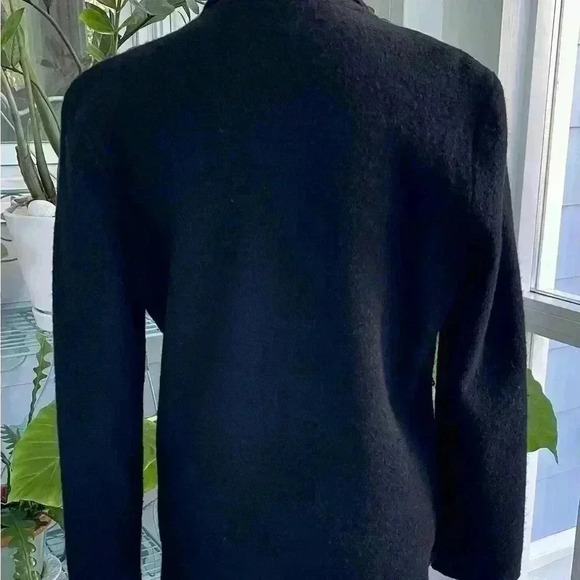 Joan of New York collection Jacket Black Merino Wool & Leather Size Med. - Picture 3 of 8